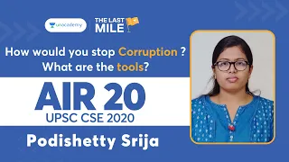 IAS Podishetty Srija UPSC Mock Interview | How would you stop Corruption & What are the tools ?