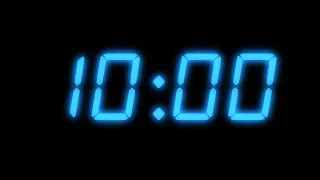 10 Minute Blue Neon Countdown Timer (Electronic Beats)