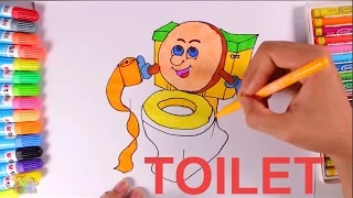 Drawing and Colouring Toilet by Water Colors | Learning Colors Draw For Kids| Funny Picture
