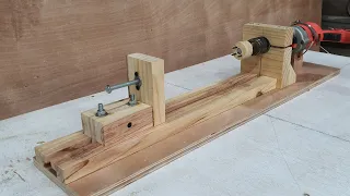 Make Hand Drill Lathe| DIY The Simplest Lathe.