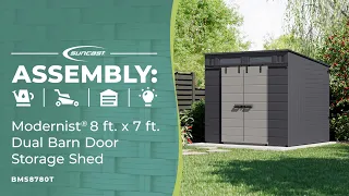 Modernist® 8 ft. x 7 ft. Dual Barn Door Storage Shed Assembly Video