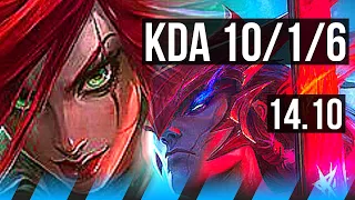 KATARINA vs YONE (MID) | 10/1/6, 7 solo kills, Legendary, 1100+ games | BR Master | 14.10