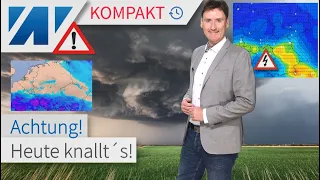 Heute knallt's: Hier drohen heute schwere Gewitter und Unwetter. Hagel, Starkregen, Sturm möglich.