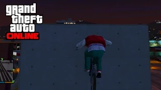GTA 5 Online: How to ride/cycle up walls (BMX Wall Ride Gitch Tutorial)
