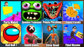 Squid Candy Challenge,Siren Head,Poppy Playtime Huggy Wuggy,Squid Game,Red Ball 7