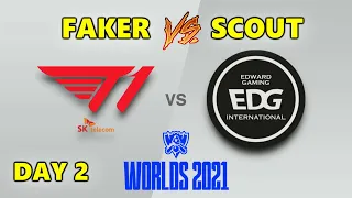 T1 vs EDWARD GAMING - FAKER vs SCOUT - WORLDS 2021 - GROUP B - DAY 2 - LEAGUE OF LEGENDS