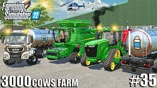Harvesting NEW FIELD and Selling 200.000l of MILK | 3000 COWS Farm | Farming Simulator 22
