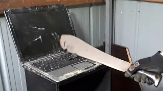 Smash Rotten HP Laptop With Machete