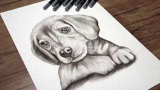 Cute Dog Head Drawing Tutorial | How to Draw a Realistic Dog | Animals Drawing Step by Step