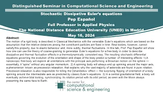 Distinguished Seminar in Computational Science and Engineering: Pep Español, 05/16/24