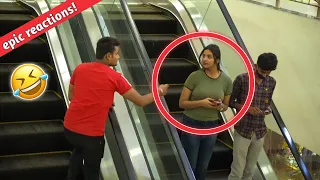 Tapping on😂Beautiful Girl's😍Shoulders prank part- 2 on Escalator || Epic Reactions ||Sspranktv