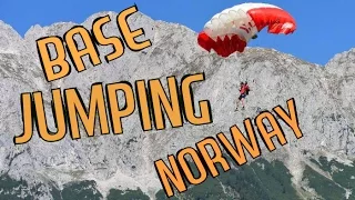 Base jumping in Norway fjords