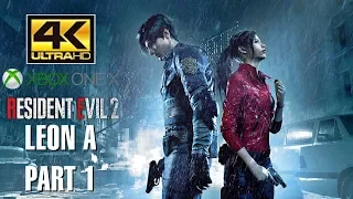 Resident Evil 2 Remake Xbox One X 4K Gameplay UHD Walkthrough part #1 Leon A Hard Mode