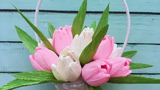 ABC TV | How To Make Valentines Tulip basket From Crepe Paper - Craft Tutorial