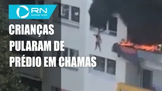 Vizinhos salvam duas crianças que pularam de prédio em chamas