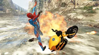 GTA V - Best Extreme Ragdolls And Fails V.54 (Spider-Man: Velocity / Motorcycle Crash) (Water Fails)