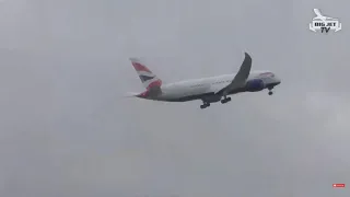 Plane struggles to land at Heathrow Airport (London to hyderabad british airways)