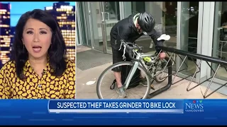 Suspected thief takes grinder to bike lock