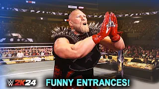 WWE 2K24 - Top 10 Funniest Entrances "GIMMICK SWAP" Cena, Reigns, Lesnar & More!