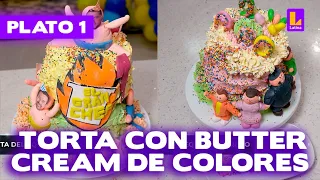 Plato 1: Torta de tres pisos con butter cream de colores | El Gran Chef Famosos