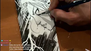 Jim Lee drawing Storm for the 4th Anniversary of his Twitch Stream