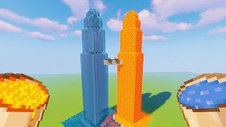 How to Build Easy Twin Tower with Only One (Water + Lava) in Minecraft