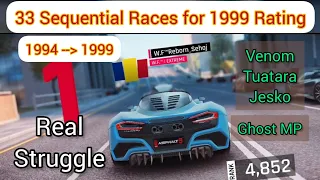 Asphalt 9 | Real Struggle of a comman man to reach 1999 Rating | 33 Sequential MP1 Races