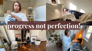 CLEANING MOTIVATION! Your home doesn't have to be PERFECT! CLEAN WITH ME💃🏽❤️🧺