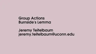 Group Actions: Burnside's Lemma