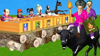 Scary Teacher 3D Miss T vs Hello NeighborJoker vs Cow Troll 6 Neighbor with Coffin Dance Compilation