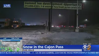 Light Snow Falls In The Cajon Pass