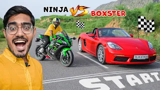 Drag Race- Our Boxster VS Ninja ZX10R | Super Bike VS Super Car🔥