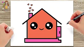 How to Draw a Cute House Easy | Como desenhar uma casa fácil e fofa para crianças,