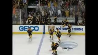 Brad Marchand scores the game winning goal in game one