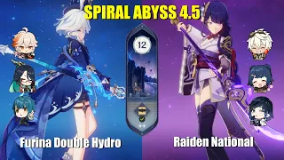 Furina Double Hydro and Raiden National - Abyss Floor 12 4.5 (Genshin Impact)