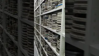 Film vault storage at Huntley Film Archives