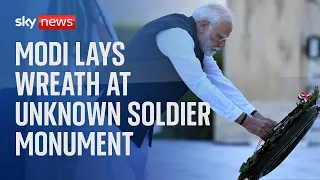 Indian PM Modi lays wreath at the unknown soldier monument in Athens