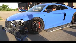 Rebuilding a WRECKED AUDI R8 in 11 minutes Like THROTL!