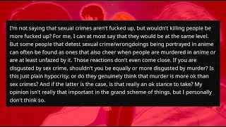 Anime Truth #15h: Why are people fine with death in fiction but not sexual assault