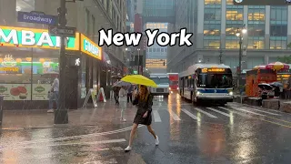 4k Rainstorm Walk New York City - Heavy Rain And Thunderstorm Lightning Sounds For Sleeping