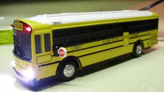 Zach's custom Thomas Saf T Liner HDX CLARK COUNTY SCHOOL diecast bus model with working lights