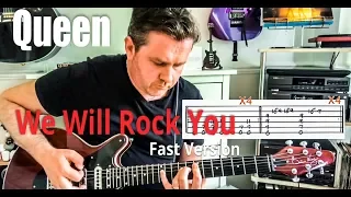 Queen - We Will Rock You (Fast Version) - Guitar Play Along (Guitar Tab)