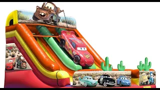 ALEXADRA PLAYS CARBOT TRANSFORMERS DISNEY CAR SLIDE 카봇 트랜스포머 디즈니카 미끄럼틀 놀이 играет на горке