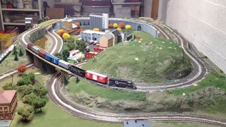 Two trains running on the small 4x8 layout