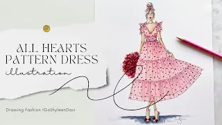 Fashion Illustration Sketch "All Hearts"