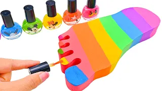 Satisfying Video | How To Make Rainbow Foot from Kinetic Sand & Nail Polish Cutting ASMR | Zon Zon
