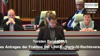 11.03.2016, Torsten Renz, CDU-Fraktion, Landtag M-V, Aussprache Hartz-IV-Rechtsverschärfung