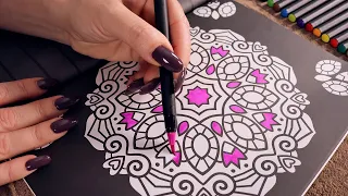 Quietly Colouring 🌟 ASMR 🌟 Brush Pens, Mandala Meditation