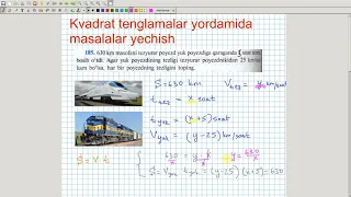 Kvadrat tenglamalar yordamida masala yechish. Algebra 8-sinf. 45-dars