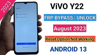 Vivo Y22 Frp Bypass Android 13 | New Security 2023 | Vivo Y22 Google Account Lock Remove | Aug 2023